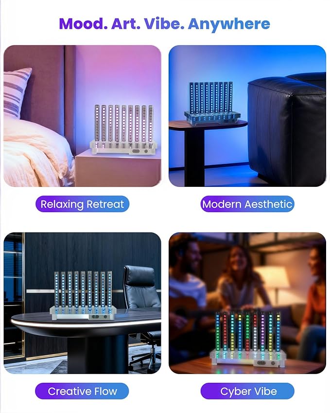 Nobiggie Vertical Glass Ambient Lighting, Mood Light with Soft Glow LED Accent & Extensive Color Cycles for Bedroom, Living Room & Modern Home Decor