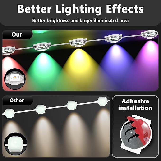 150FT Permanent Outdoor RGB Lights, IP67 Waterproof Smart Eave Lighting, with App/Remote Control Eaves Light, DIY LED Scenes Modes for House Roof Decor,Christmas,Party