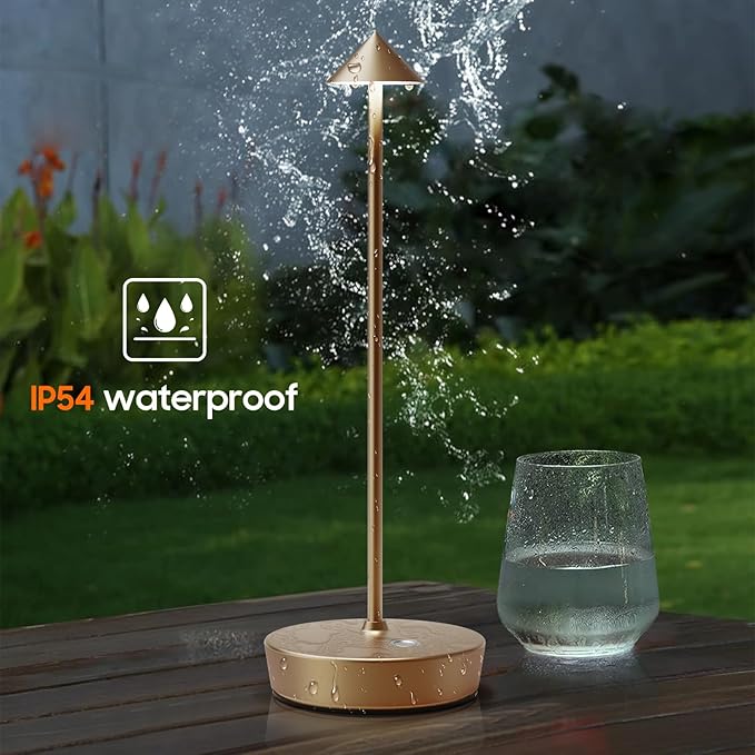 Set of 2 Rechargeable Cordless Table Lamp,6000mAh LED Battery Operated Desk Lamp Touch 3 Color Dimming Portable Outdoor Waterproof Table Light for Patio/Restaurant/Dining/Home (Bronze)