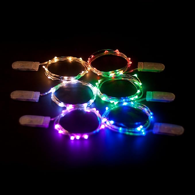 2 Sets 20 LEDs Blue Color String Lights Silver Wire Indoor and Outdoor 6.5 Feet Firefly Starry Fairy Lights Battery Powered for DIY, Christmas, Holidays, Party, Bedroom and Centerpieces