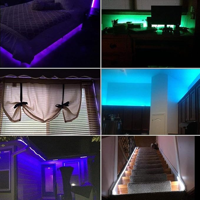 Two Sets Battery Powered Led Strip Lights, 5050 2M/6.6FT, Flexible Color Changing RGB LED Light Strip, 60 LEDs 5V Battery-Powered with Controller. (2)