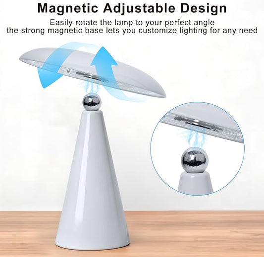 Mushroom Lamp Mid Century Modern Table Lamp, LED Cordless Rechargeable Bedside Light, Dimmable Touch 3-Color Temp, Retro Small Lamp for Bedroom, Living Room,Aesthetic Decor(Gray)