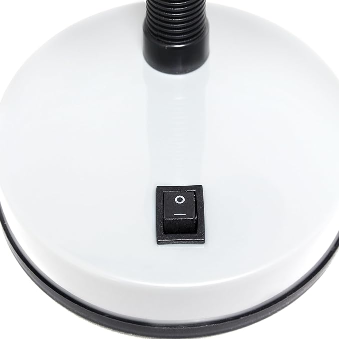 Simple Designs LD1088-WHT 14.25" Sleek and Sturdy Classic Gooseneck Study Desk Lamp, White