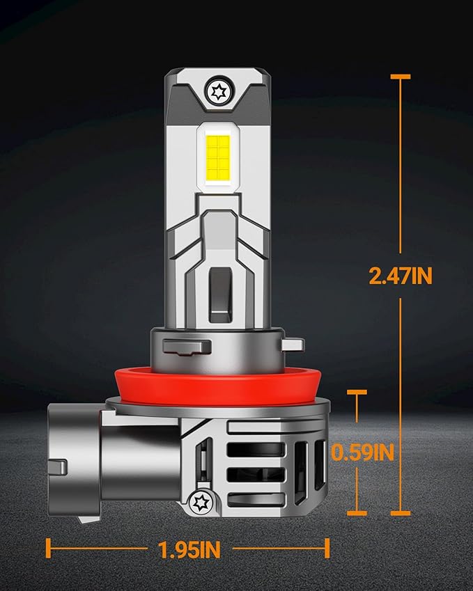 SEALIGHT 𝐇𝟏𝟏/H9/H16 Bulbs, 30000LM 6500K Cool White H8 Fog Bulbs, 1:1 Mini Size, Powersports Accessory Lights with Fan, 3 Mins Plug-N-Play, Pack of 2