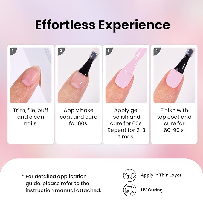 Beetles Pink Gel Nail Polish - 15ml Baby Pink Gel Polish Soak Off UV LED Needed Nail Art Manicure Salon DIY Design at Home Spring Nails Gifts for Woman