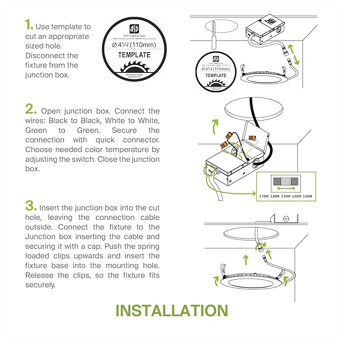 ASD 6 Pack LED Recessed Lighting 4 Inch 12W, 5 CCT 2700K-5000K CRI90+, IC Rated Ultra Thin Dimmable Ceiling Lights with J Box, Canless Wafer Downlight, Round Slim Panel Light, UL Listed, Black