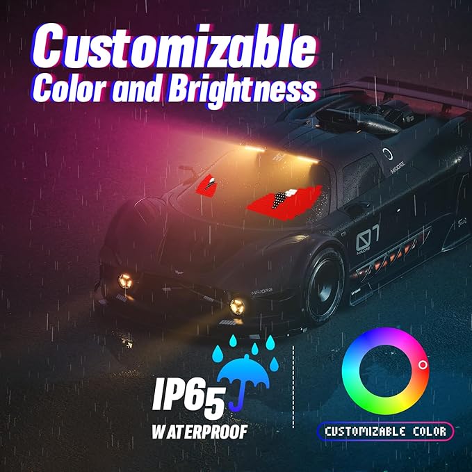 Vanesa Led Eyes for Car Windshield 4.7x23.4 Inch, Flexible Led Eyes, Windshield Eyes Animated led for Truck, Programmable Scrolling LED Sign for Business Car Truck Shop Bar Concert