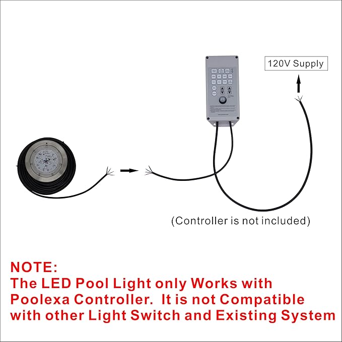 Voswitch Poolexa SS0650X 6 inch Small LED Color Inground Pool/Spa Light for Wet Niche with 50 Foot Cord (Without Controller)
