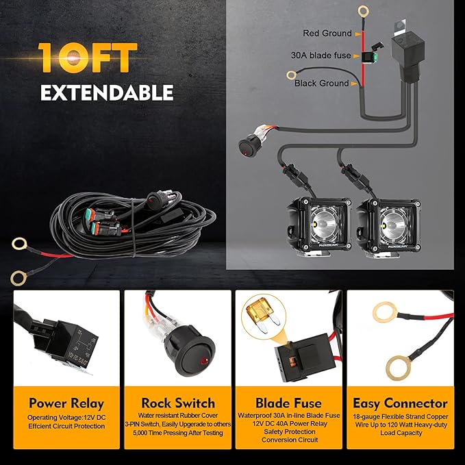 Auxbeam FA Series 3 Inch LED Cubes with DRL 2 Modes Spot Beam Offroad Lights 20W Driving Spotlights A-Pillar Ditch Lights for 4x4 Truck Car ATV Motorcycle, Pair