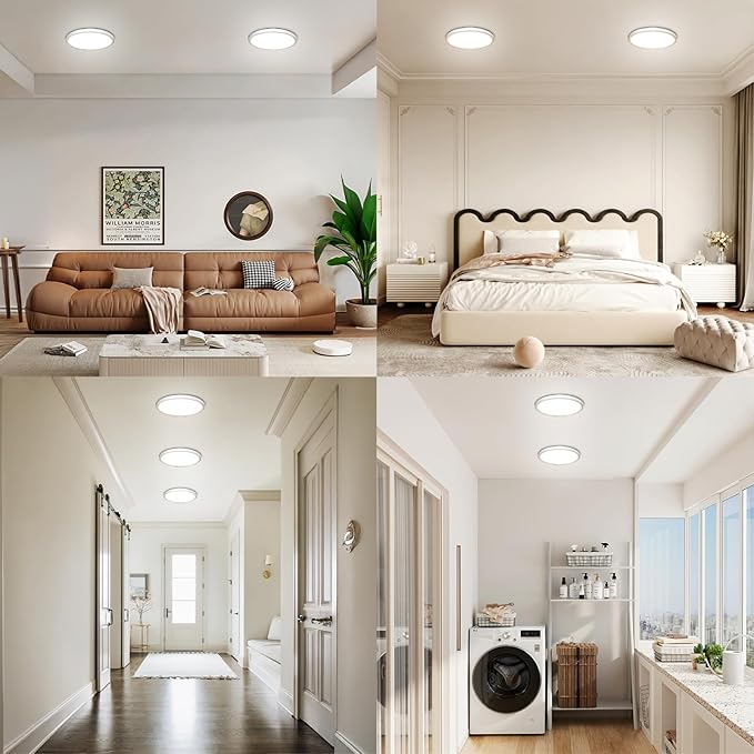 LED Ceiling Light, 9 Inch Led Flush Mount Ceiling Light 2800LM 3000K/4500K/6000K 3CCT Dimmable for Kitchen,Bedroom,Living Room(8 Pack, White)…