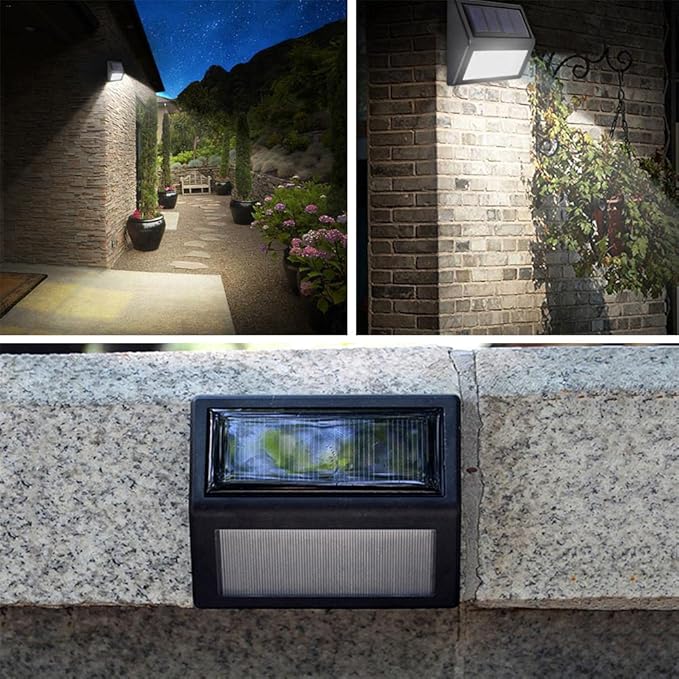 Solar Lights Outdoor, Waterproof Solar Powered Deck Step Lights for Patio Garden Backyard Garage Driveway Pathway Outside Wall Lighting (Warm White/10 Pack)