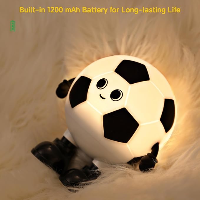 Soccer Night Light, 7 Colors Dimmable Bedside Lamp, Touch Control Night Lamp with Timer for Kids Adults, Used for Camping Party Room Decor (Soccer)