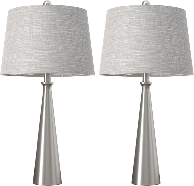 Oneach USB Table Lamps Set of 2, Linen Shade Bedside Lamps