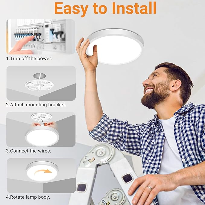 slochi 8Pack LED Flush Mount Ceiling Light Fixture, 9 Inch 18W, 2200LM, Super Slim 0.7 Inch, 3000K-6500K Adjustable Low Profile LED Ceiling Lights for Bathroom, Closet, Hallway(White)