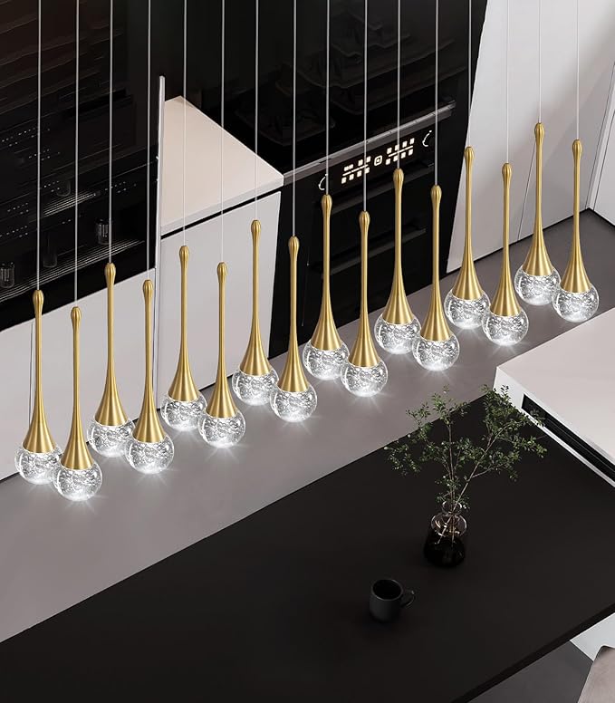 16 Lights Modern Glam Crystal Chandelier for High Ceiling LED Dimmable Pendant Light for Staircase Foyer Enterway Living Room Chandelier Lighting Gold