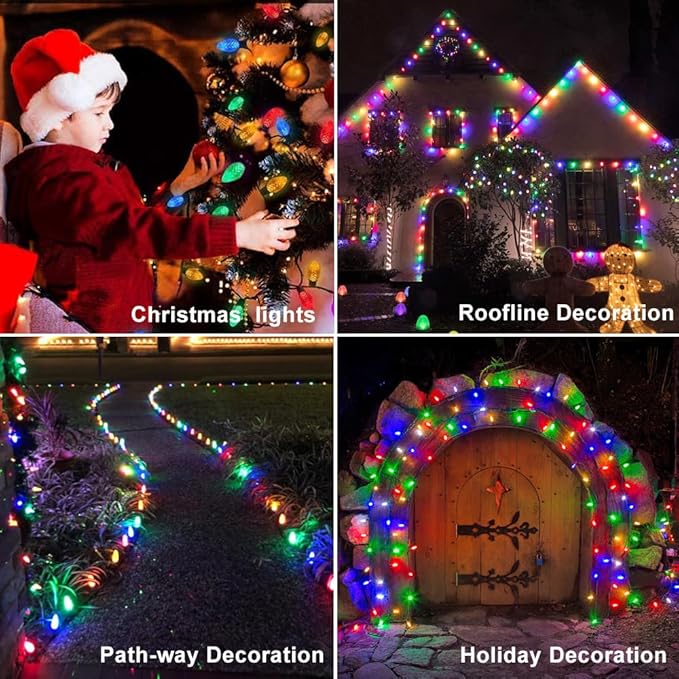 25 Pack C9 Led Christmas Lights Bulb, C9 Replacement LED Christmas Lights Outdoor Bulb, C9 Shatterproof Led Bulb for Christmas String Lights, E17 Base, Commercial Grade Multicolor Bulbs