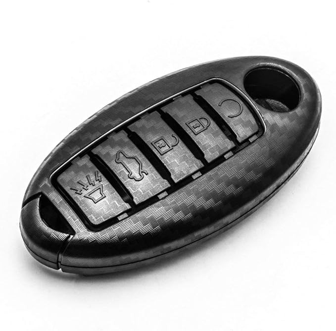x xotic tech Matte Black Carbon Fiber Pattern ABS Key Fob Shell Cover Case, Compatible with Nissan Titan Altima GT-R 370Z Maxima Infiniti Q50 Q60 Q70 QX50 G37 5-Button Smart Keyless Entry Key