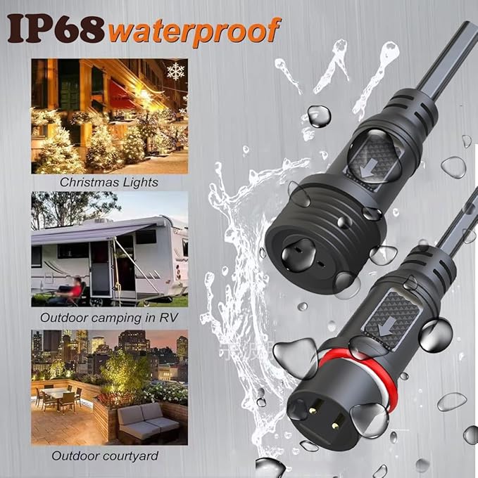 Waterproof Connectors 2 Wire,18AWG Male Female Plug LED Connector with 2Pin Waterproof Connectors,IP68 20CM Extension Cable for Car, Truck, Boat,LED Strip Lights,(4Pairs)