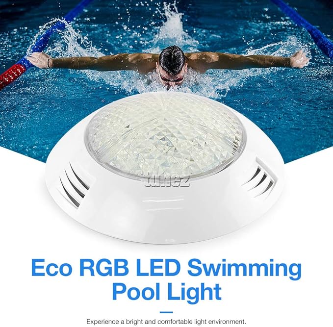 TUNEZ 18W Windmilling Style LED Swimming Pool Light Bright Underwater IP68 RGB 7 Colours Changing Wall Mounted 12V AC 5 Feet Wire with Remote Control, for Decorating Pool, Rockery, Fountain
