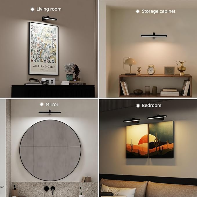 Battery Operated Wireless Picture Light,Rechargeable 10.24inch Mini Painting Display Light,Remote Control Wall Lights with Three Modes and Timing for Art Frame 1 Pack (1)