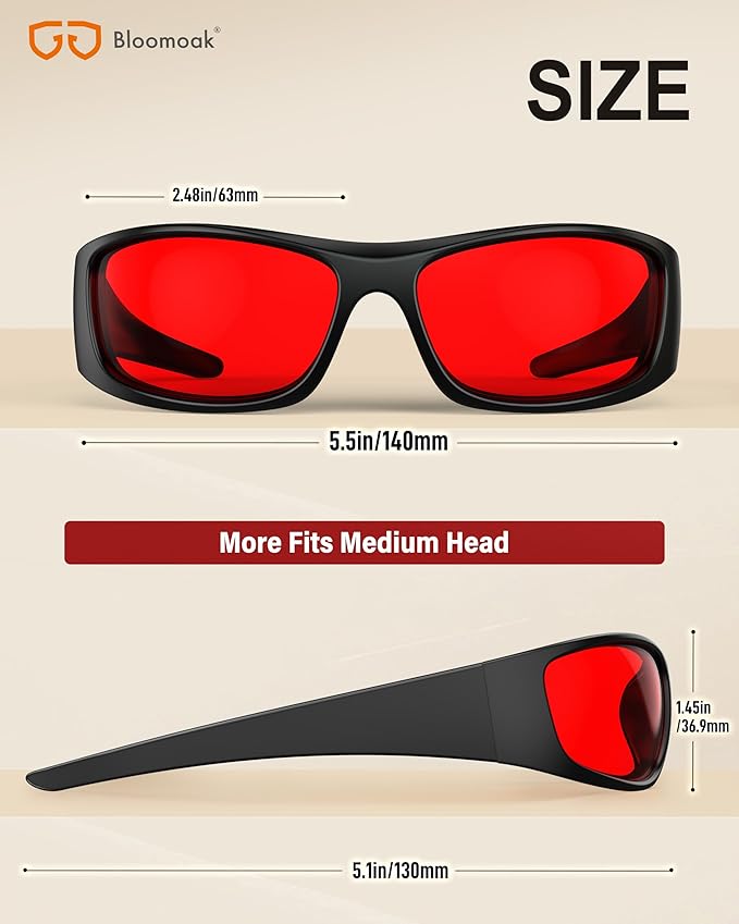 Bloomoak 99% Blue Light Blocking Glasses,Nighttime Sleep,Fully Wraparound Your Eyes with No Leaks for Side Glare/Dry Eyes