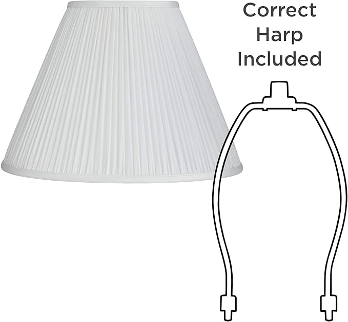 White Mushroom Pleated Large Empire Lamp Shade 7" Top x 16" Bottom x 12" Slant x 11.25" High (Spider) Replacement with Harp and Finial - Springcrest
