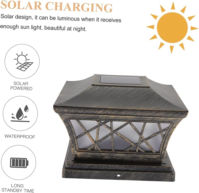 Solar Post Light Outdoor Floor Lamp Decor with High Brightness LED Premium Battery for Garden Courtyard Park Automatic Day Charging and Night Illumination