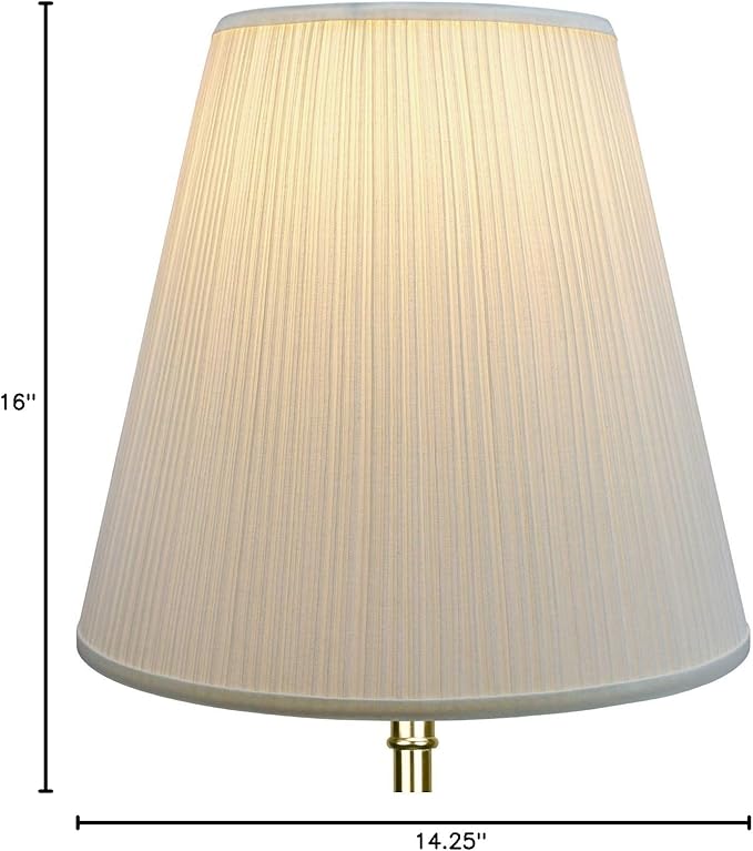 FenchelShades.com Lampshade 9" Top Diameter x 16" Bottom Diameter x 14.25" Slant Height with Washer (Spider) Attachment for Lamps with a Harp (Harp Included) (Pleated White)