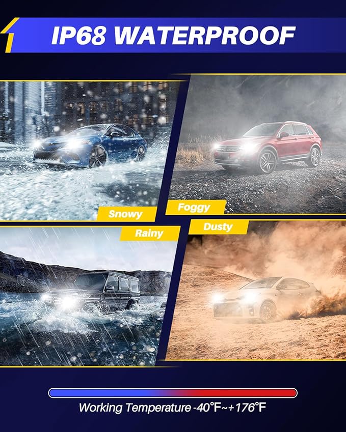 AUTOONE 9007 LED Bulbs, 9XBright HB5 Light with Cooling Fan, Compact Design 99% Compatibility, IP68, Quick Installation, Pack of 2