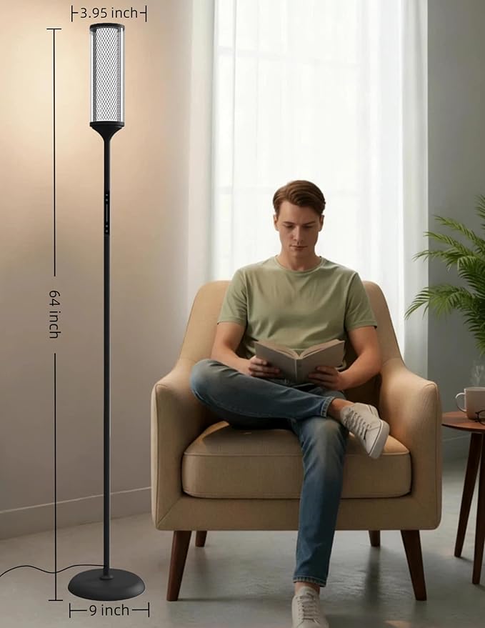 JOOFO RGB Smart Floor Lamp with Remote and Touch Control, Color Changing LED Standing Lamp with Music Sync and Dimming for Bedroom and Living Room