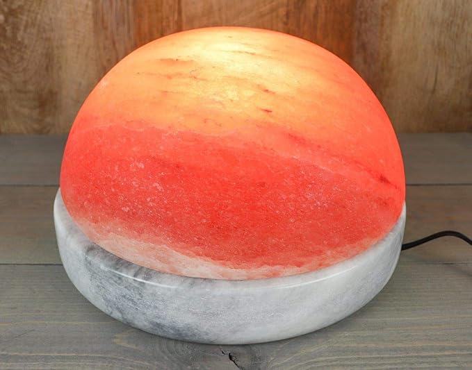 Himalayan Secrets® Salt Dome Lamp | for Warming Up Hands and Feet (11" Gray Marble Base)