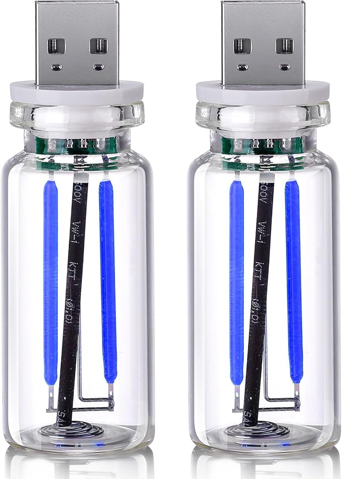 2PCS USB Car Light, Plug in USB Interior Car Lights, Touch Control Mini Glass Bottle Automotive Night Lamps, Portable Mini LED Bulb Night Lights Ambient Lighting for Auto Vehicle Decoration, Blue
