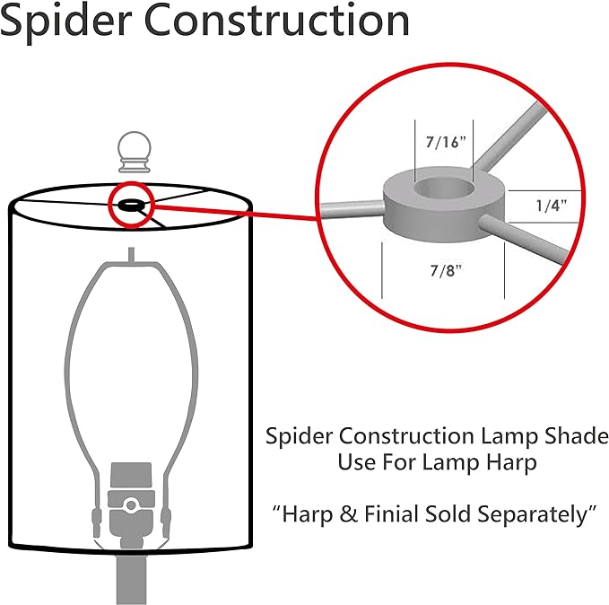 Aspen Creative 33136, Mushroom Pleated Traditional Spider Lamp Shade, White, 7" Top x 18" Bottom x 13" Slant