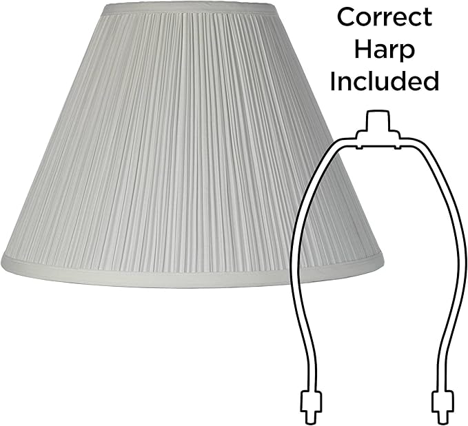 Set of 2 White Pleated Large Empire Lamp Shades 6.5" Top x 15" Bottom x 11" High (Spider) Replacement with Harp and Finial - Springcrest
