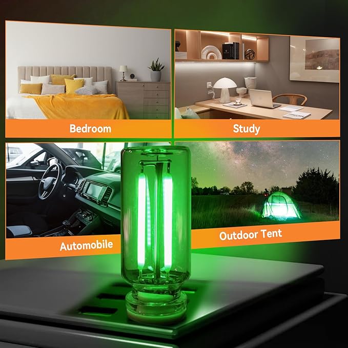 8Pcs USB LED Car Interior Atmosphere Light, Mini Retro Car Lamps USB Plug-in Glass Bottle Night LED Light