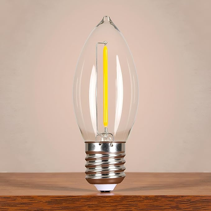 YULETIME Pack of 25 Clear Warm White C9 Replacement Bulbs, Shatterproof LED Light Bulbs for E17 Base Sockets Christmas String Lights