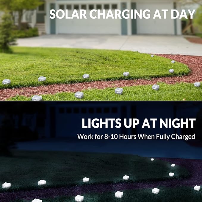 HOFLYW Solar Brick Path Lights, 6-Pack, IP65 Warm White