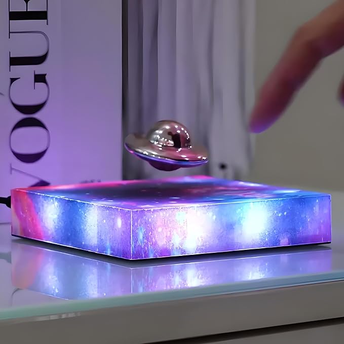 Levitating UFO Lamp with Floating RGB Galaxy Light – 360 Degree Automatic Rotating LED Desk Decor for Room & Office, Cool Gadget with Color Changing Effects