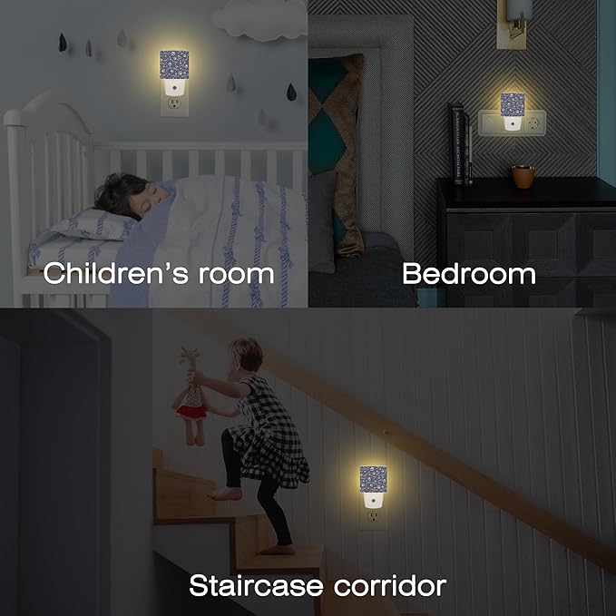 USA Flag and Paw Prints Night Light Plug into Wall, Cute American Patriotic Dog Prints Dusk to Dawn Night Light Plug in,0.5w Energy Saving Sleep Friendly NightLight for Kids Boys Girls Home Decor