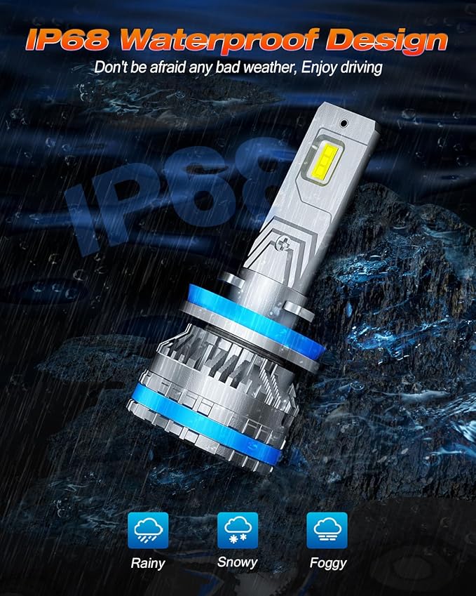 FAHREN H11 9005 Fog Light Bulb Combos, 240W 11,0000LM Lighting Bulb With Fan, 6500K Cool White, IP68 Waterproof, 1:1 Size Plug and Play, Pack of 4