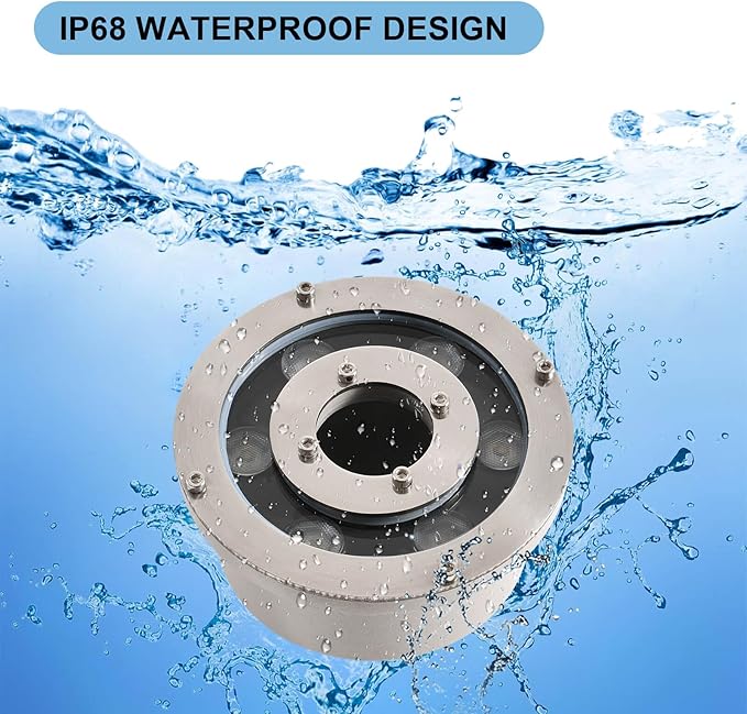 Fountain Light LED Underwater Pond Lights 5000K Day White DC12V IP68 Waterproof Submersible Light for Garden Fountain Pond