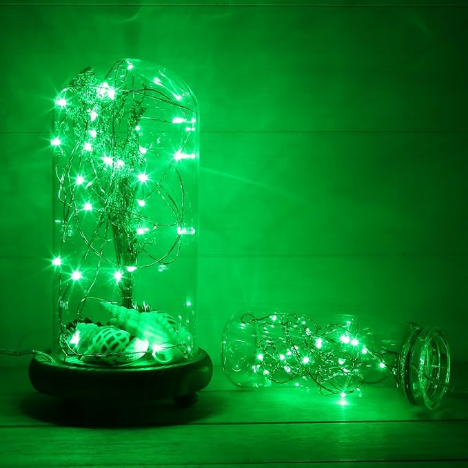 Magicnight Mini Solar String Lights Outdoor Short Tiny Fairy Twinkle Firefly Light 15 Feet 50 LEDs for Outdoor Garden Backyard décor,Green