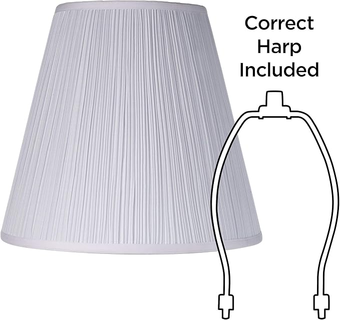 9" Top x 16" Bottom x 14 1/2" High x 14 3/4" Slant Lamp Shade Replacement Set of 2 Large White Ivory Mushroom Empire Round Traditional Fabric Pleated Spider Harp Finial - Springcrest