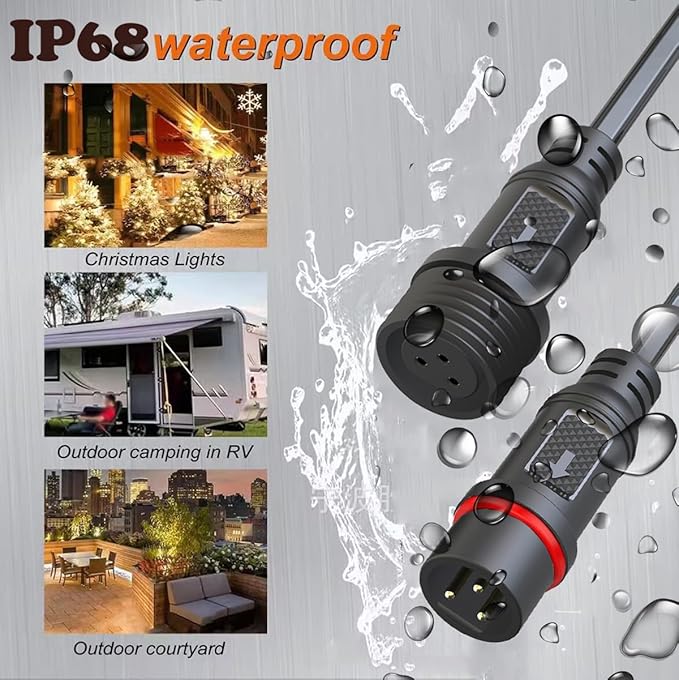 Waterproof Connectors 3 Wire,18AWG Male Female Plug LED Connector with 3Pin Waterproof Connectors,IP68 20CM Extension Cable for Car, Truck, Boat,LED Strip Lights,(4Pairs)