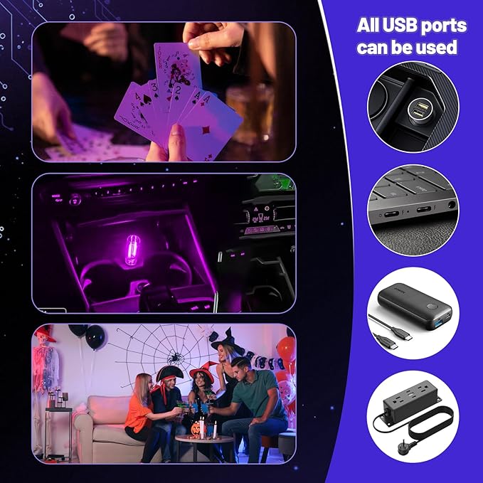 New Car USB Lights, 13 in 1 Touch Adjustment USB LED Car Lights, Mini Glass Bottle LED Bulb Night Lights, Switch Memory Retention, 13 Modes & 7 Colors for Vehicle Bedroom Camping Holiday (1Pcs)