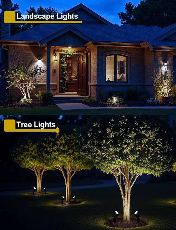 12W Landscape Lights Low Voltage LED Landscape Lighting Spotlight Waterproof Garden Pathway Christmas Decorative Lights Outdoor, 20 Pack with Connector (Cool White 5000K)