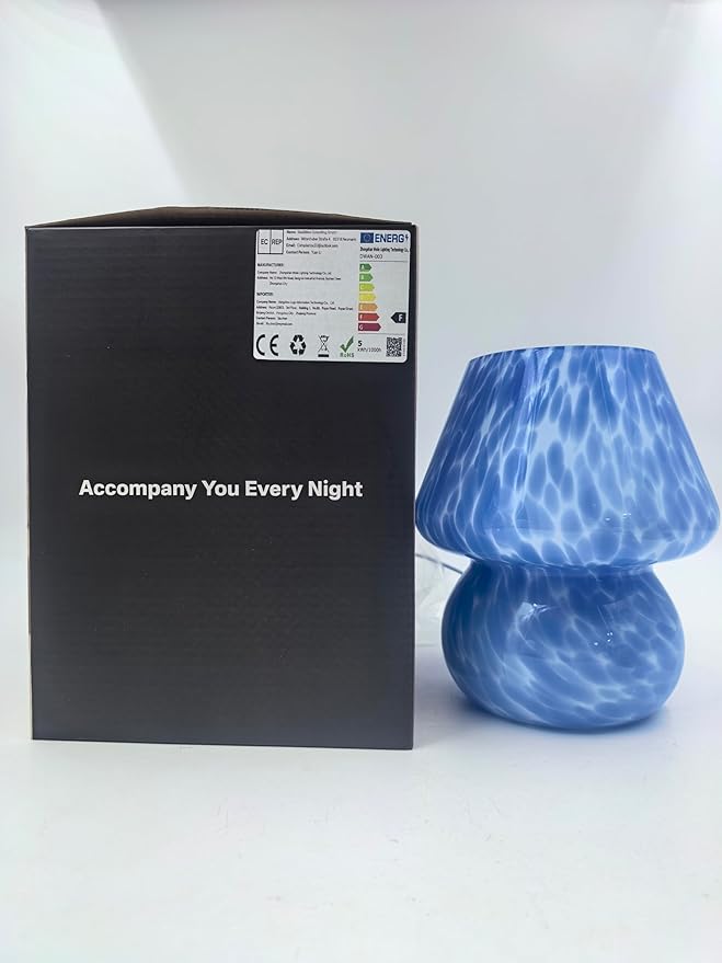 Mushroom Lamp Table Lamp for Bedroom,Desk Bedside Small Lamps for Living Room Night Stands,Mushroom Decor Cute Mini Modern Mid Century Lamps,Unique Aesthetic Home Living Room Decor(Ocean Blue)