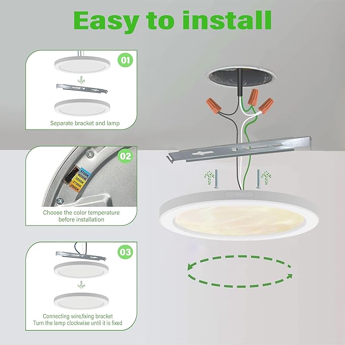 7.3" Flush Mount Ceiling Light Dimmable with ETL CERT, 5CCT LED Ceiling Lights Moon Style Round Ceiling Light Fixture for Bedroom, Bathroom, Kitchen, Hallway, Basement, Closet,White 1Pack