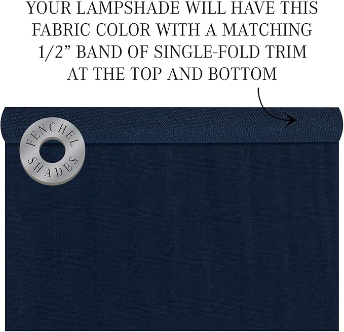 FenchelShades.com Lampshade 9" Top Diameter x 16" Bottom Diameter x 15" Slant Height with Washer (Spider) Attachment for Lamps with a Harp (Linen Navy Blue)