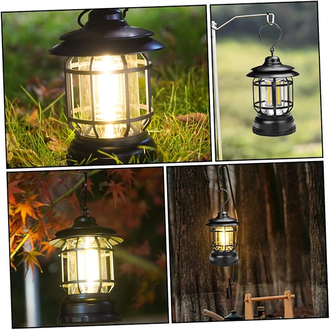 balacoo Solar-Powered Camping Light Cordless Lantern Portable Tent Lamp Outdoor Lighting Battery Operated Vintage Design for Hiking Hunting Emergency